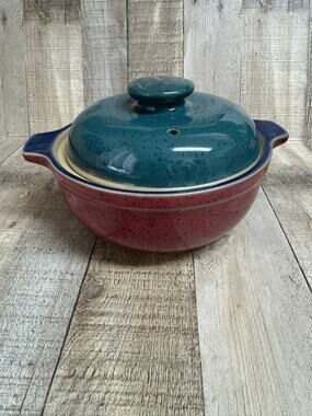 Vintage Denby Langley Harelquin Covered Casserole 1 Qt